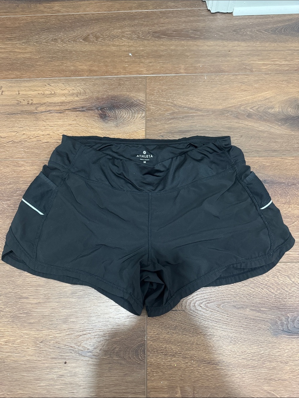 Athleta Black Women's Athletic Running Shorts with Reflective Trim